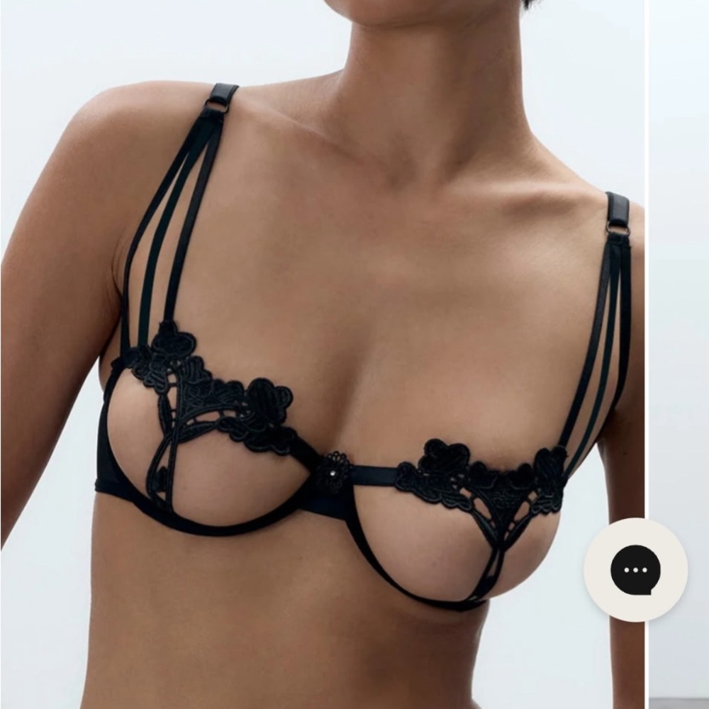 Bluebella Black Strappy Floral Bra